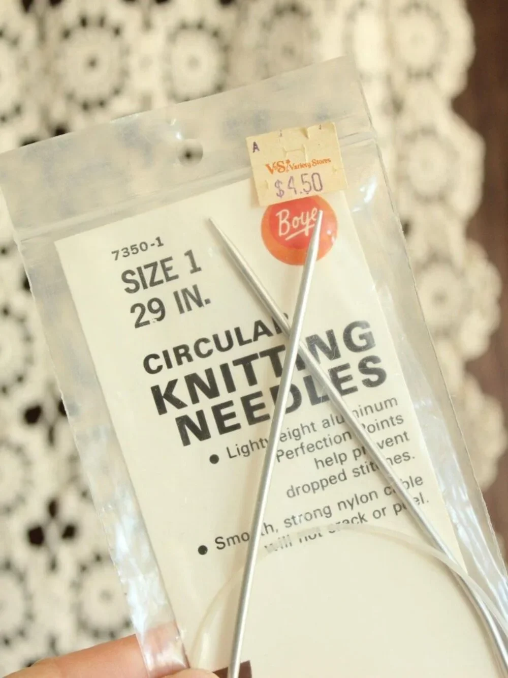 Vintage 1970s Knitting Needles, NOS Boye Size 1 Circular 29